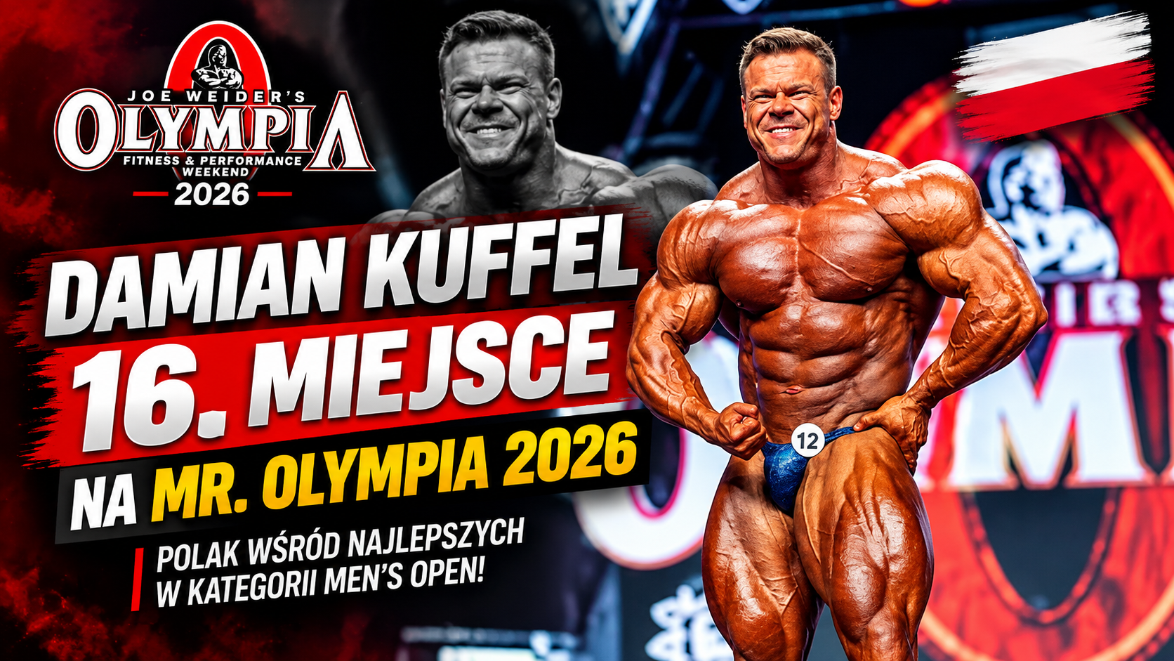 Damian Kuffel na Mr. Olympia 2026. Polak kończy rywalizację na 16. miejscu.